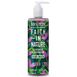 Faith in Nature - Tekuté mýdlo na ruce Levandule a Pelargonie, 400 ml