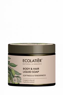 ECOLATIER - Tekuté mýdlo na tělo a vlasy, jemnost a citlivost - OLIVA, 350 ml