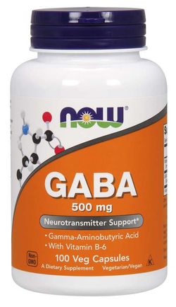 NOW® Foods NOW GABA 500 mg + 2mg Vitamín B6, 200 kapslí