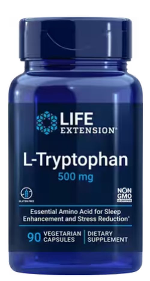 Life Extension L-Tryptofan 500 mg, 90 rostlinných kapslí
