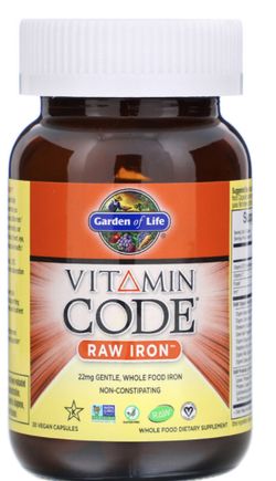 Garden of Life Vitamin Code RAW Iron  22 mg (železo) - 30 kapslí