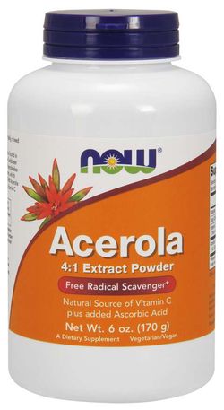 NOW® Foods NOW Acerola prášek, přírodní vitamin C, 170 g (6 oz)