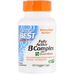 Doctor's Best Full Active B komplex, (Vitamíny B a kyselina listová v aktivovaných formách) 60 rostlinných kapslí  Akční cena