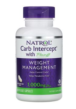 Natrol Carb Intercept with Phase 2 Weight Management (podpora redukce tělesného tuku) 500  mg, 60 rostlinných kapslí