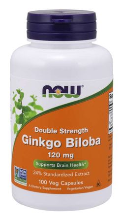 NOW® Foods NOW Ginkgo Biloba Double Strenght, 120 mg, 100 rostlinných kapslí