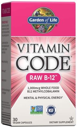 Garden of Life Vitamin Code RAW B12, 1000 mcg, 30 kapslí