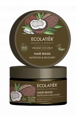 ECOLATIER - Maska na vlasy, výživa a oživení - KOKOS, 250 ml