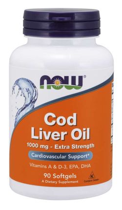 Now® Foods NOW Cod Liver Oil (olej z tresčích jater), 1000 mg, 90 softgel kapslí