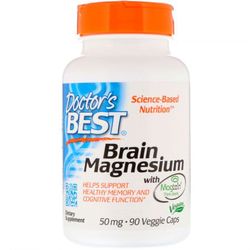 Doctor's Best Doctor’s Best Brain Magnesium, 50 mg, 90 rostlinných kapslí