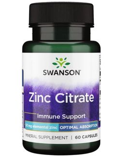 Swanson Zinc Citrate (Citrát zinečnatý), 30 mg, 60 kapslí
