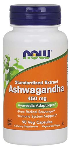Now® Foods NOW Ashwagandha (Vitánie snodárná) extrakt, 450 mg, 90 rostlinných kapslí
