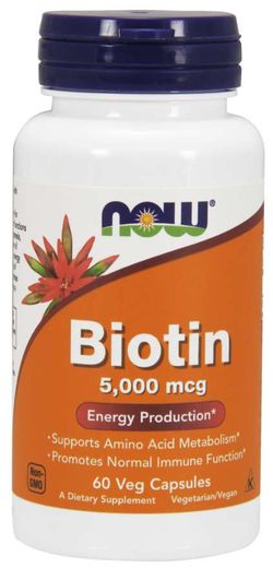 NOW® Foods NOW Biotin, 5000 ug, 120 rostlinných kapslí