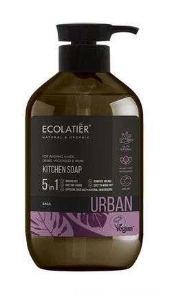 ECOLATIER URBAN - Univerzální tekuté mýdlo do kuchyně (nádobí, ruce, zelenina) - Bazalka, 600 ml