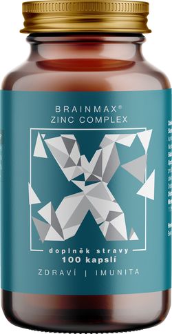 BrainMax Zinc Complex, Zinek, Měď, Selen, Bio Kurkuma, 100 rostlinných kapslí