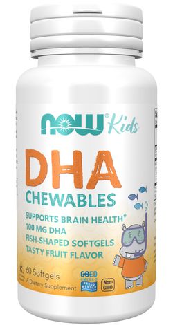 NOW® Foods NOW DHA Kids Chewable (Omega-3), 100 mg, 60 žvýkacích kapslí