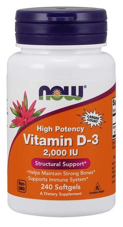NOW® Foods NOW Vitamin D3, 2000 IU, 240 softgel kapslí