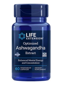 Life Extension Optimised Ashwagandha Extract, extrakt z Ashwagandhy, 60 rostlinných kapslí