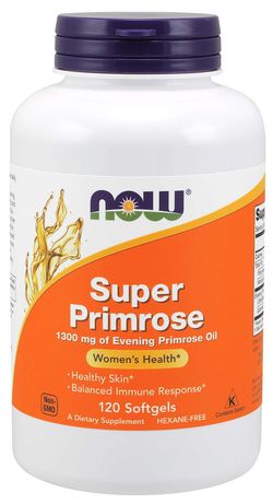 NOW® Foods NOW Super Primrose 1300 mg, Pupalka dvouletá, 120 softgelových kapslí