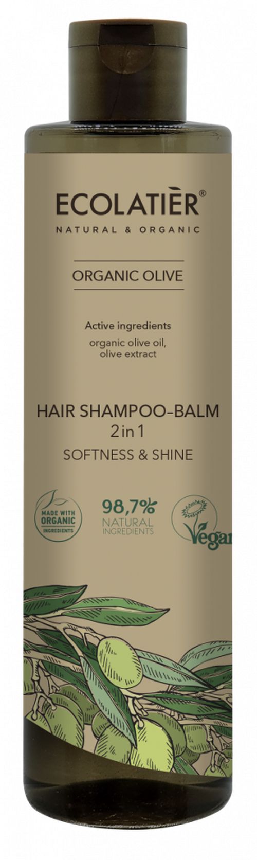ECOLATIER - Šampon-balzám 2v1 na vlasy, jemnost a citlivost - OLIVA, 350 ml