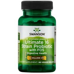 Swanson Dr.Stephen Langer's Ultimate 16 probiotických kmenů v komplexu s prebiotiky FOS (podpora trávení), 60 rostlinných kapslí  Akční cena