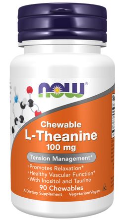 Now® Foods NOW L-theanine 100 mg, Taurin a Inositol, 90 žvýkacích kapslí